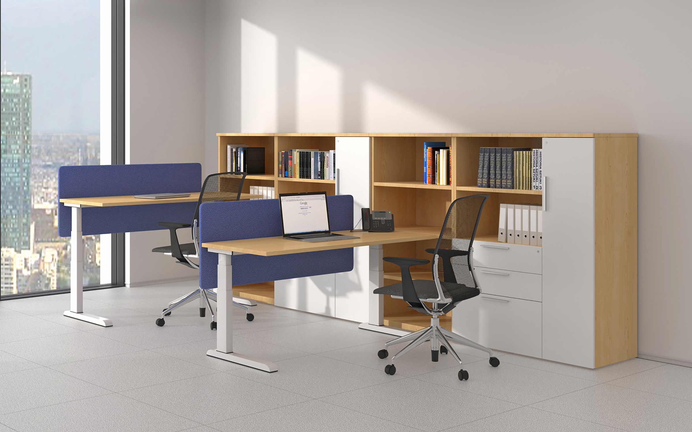 HA Desk with panels & storage - Final 2400 x 1500